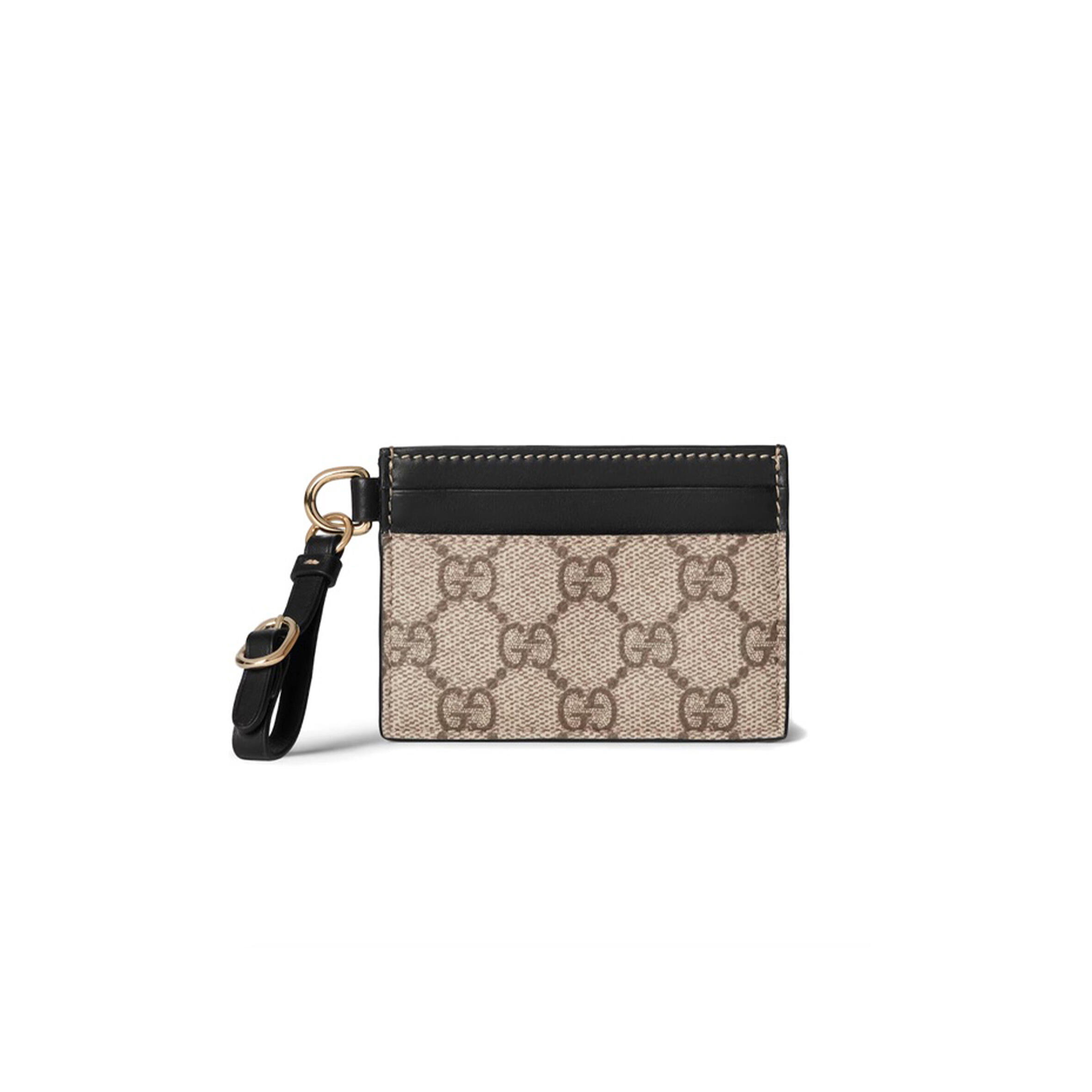 GUCCI GG EMBLEM CARD CASE WITH STRAP 819121 (10*7cm)